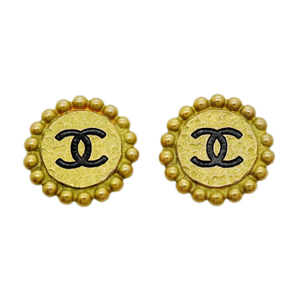 CHANEL Gold Logo Earrings